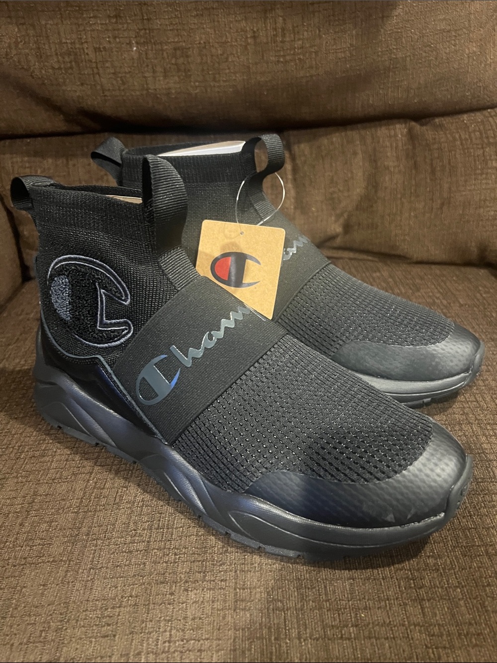 Mens Champion Rally Pro Knit Black Slip On Sneakers